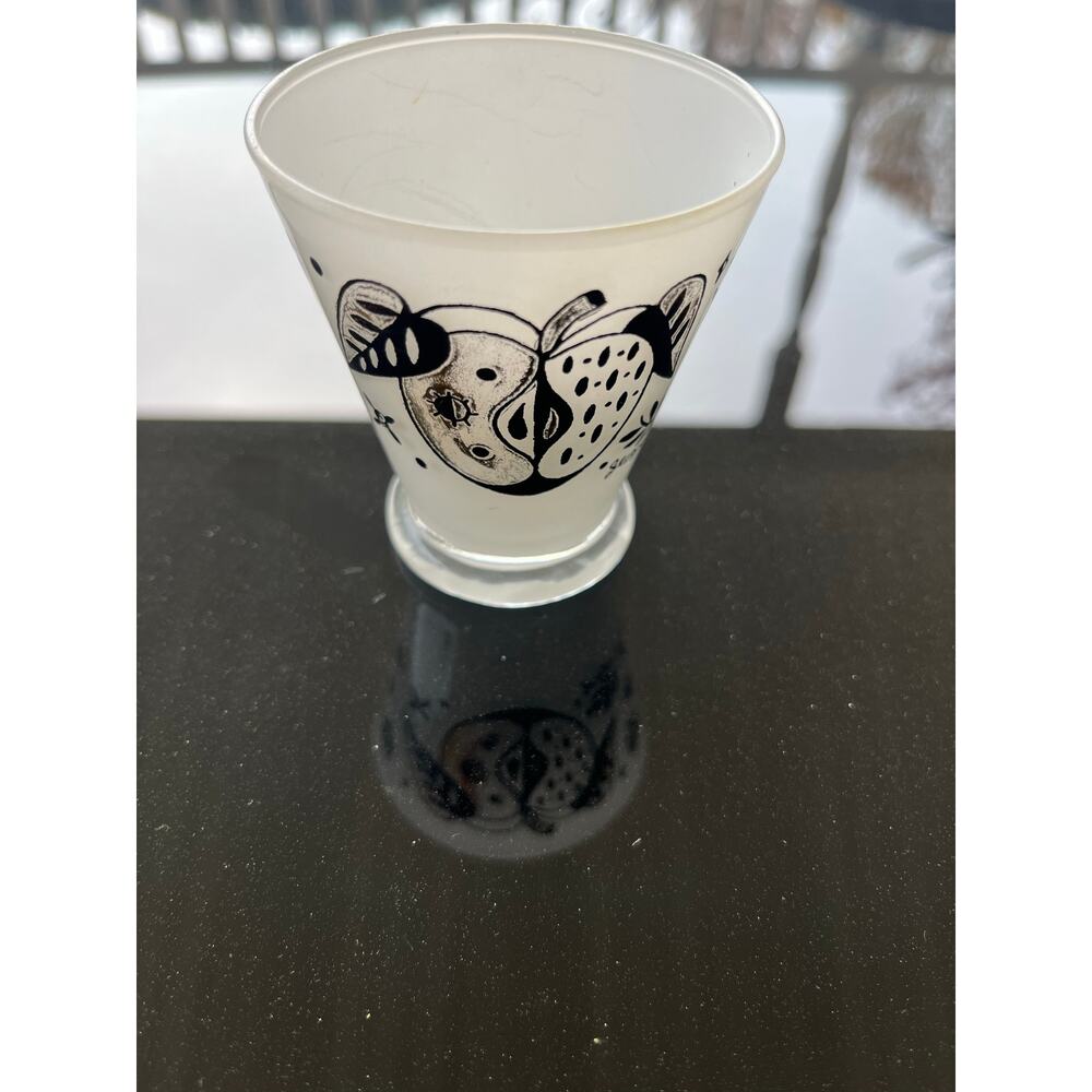Vintage Georges Briard Forbidden Fruit Double Old Fashioned Glass , Footed.